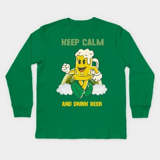 Keep Calm And Drink Beer Kids Long Sleeve T-Shirt